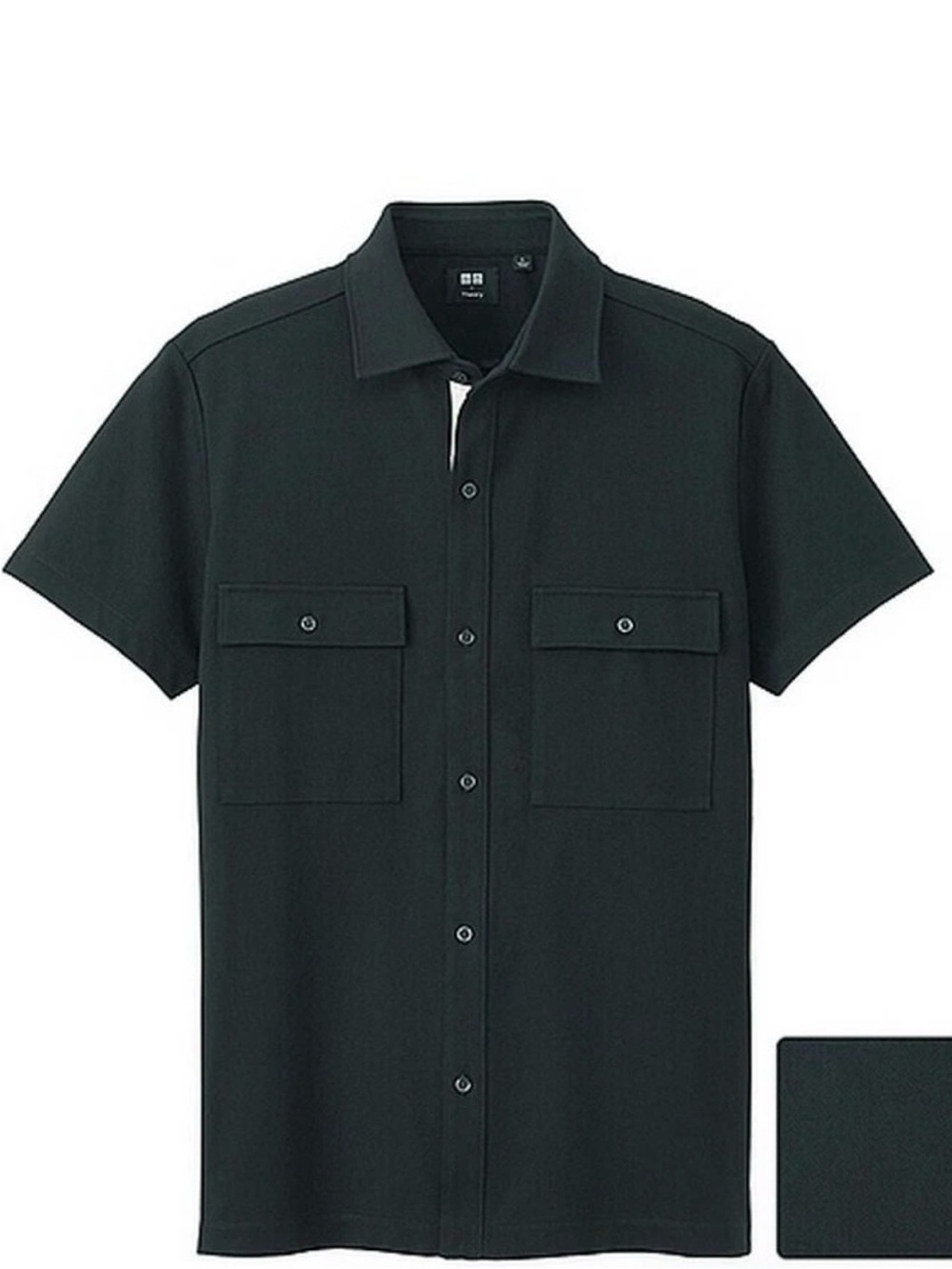 UNIQLO Theory Black Button Up Shirt Men XL Short Sleeve Pocket Collab